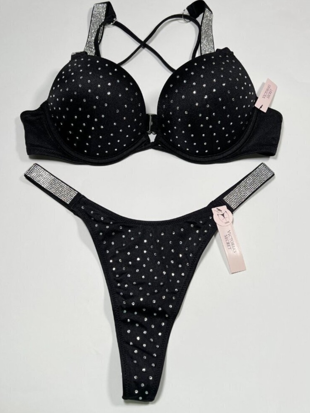 Bombshell Push Up Thong Set Glam Shine Strap